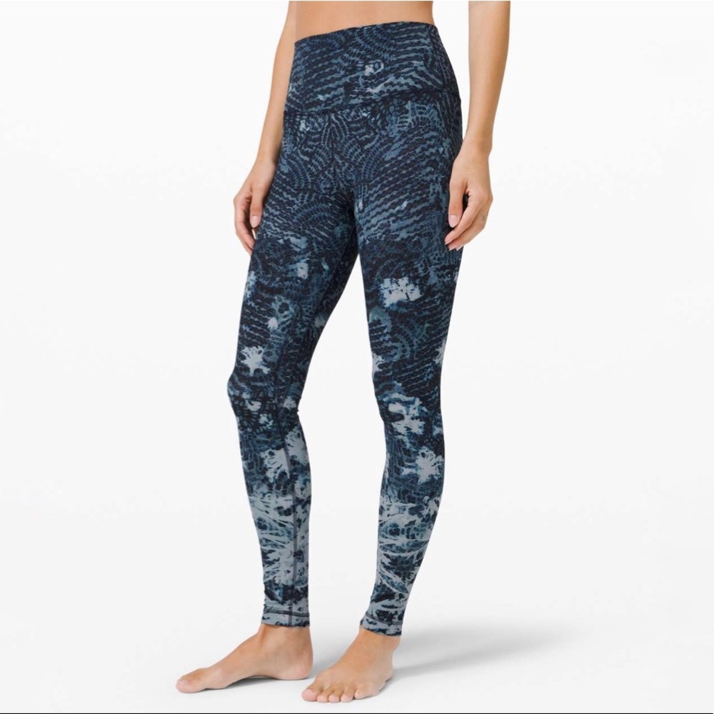 lululemon athletica Blue & Black Patterned High-Rise Leggings